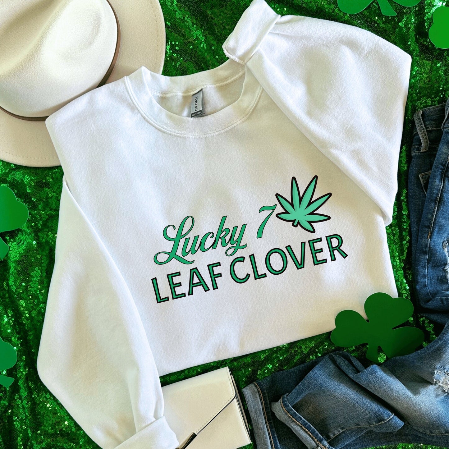 St. Patrick's Day T-Shirt Funny Weed SweatShirt, St Paddy's Day Sweater, Weed Shirt St Patty Day, 7 Leaf Clover, Funny Irish Shirt