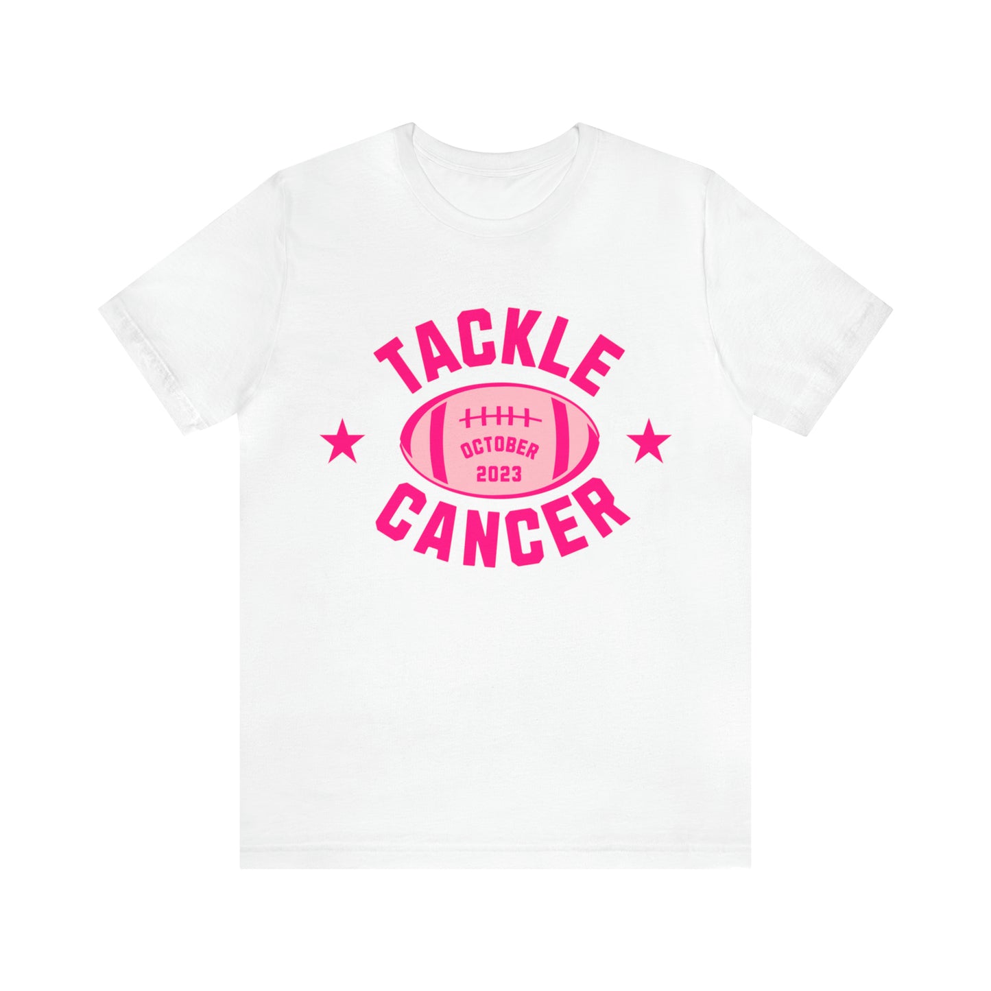 Tackle Cancer, Breast Cancer Awareness T Shirt, Pink Ribbon Tee, Cancer Support Shirt, October Pink Football T-Shirt, Cheer for a Cure