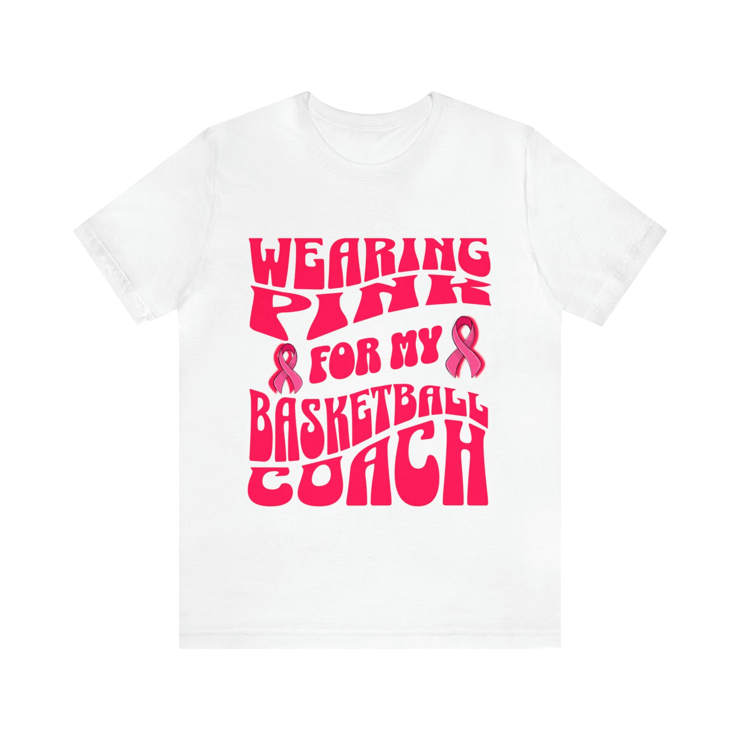 Wearing Pink For My Basketball Coach, Breast Cancer Awareness Shirt, Pink Ribbon Tee, Cancer Support Shirt, October Pink Football, Pink