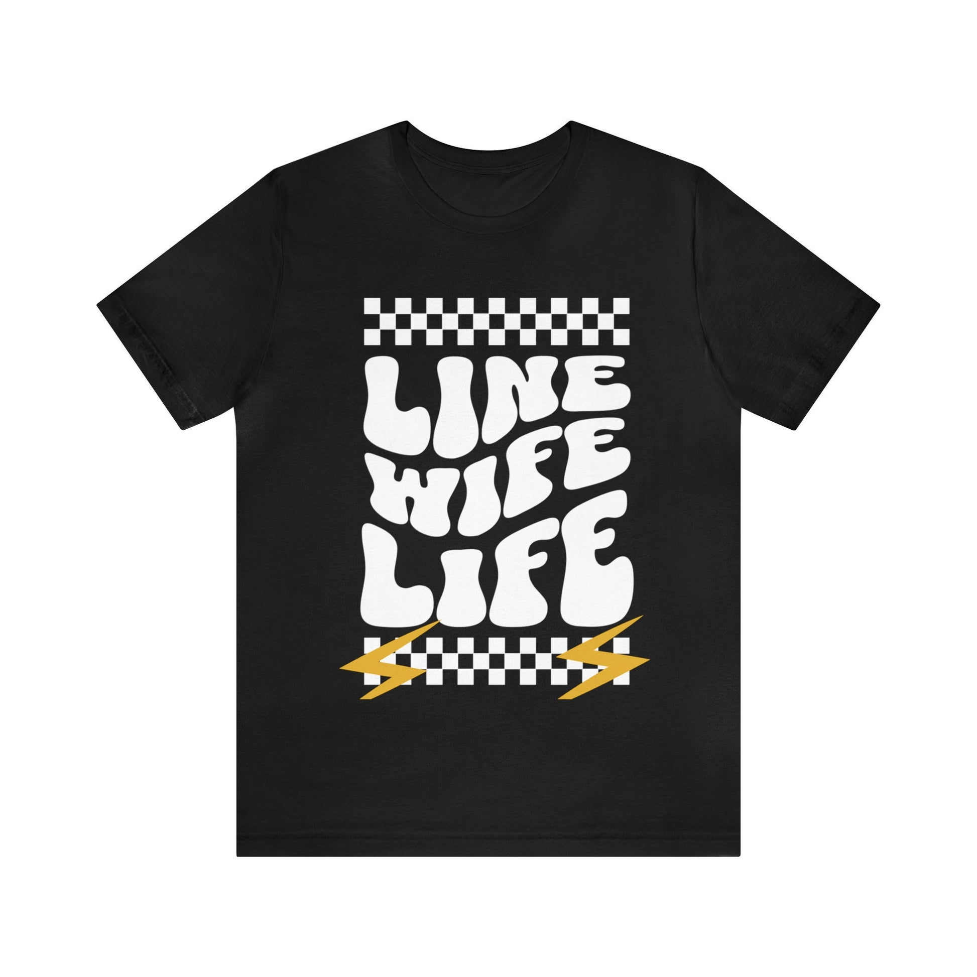 Line Wife Shirt, Linewife T Shirt, Lineman Gifts, Girlfriend bolt png, Electrician Gift, LifeWife proud,womens tee,Trendy Groovy checkered