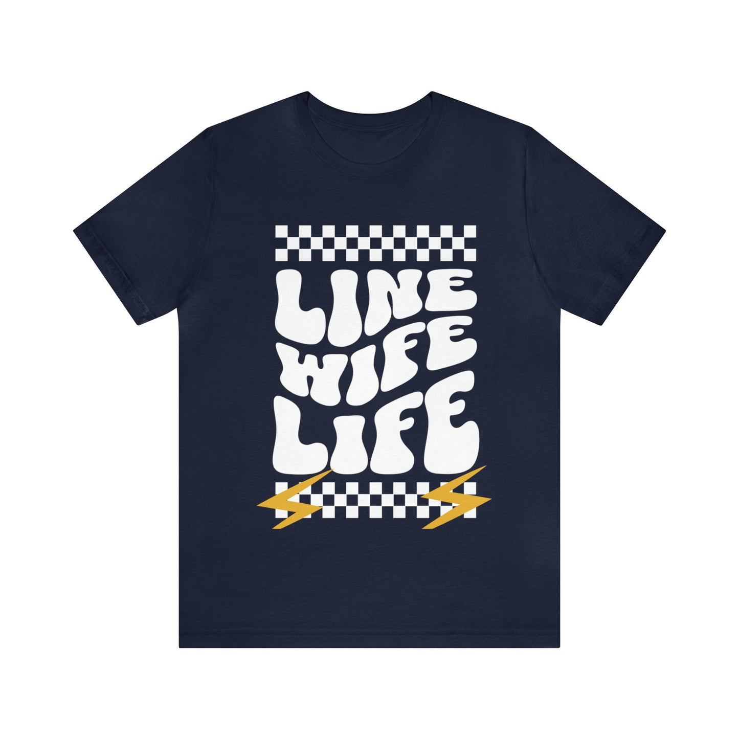Line Wife Shirt, Linewife T Shirt, Lineman Gifts, Girlfriend bolt png, Electrician Gift, LifeWife proud,womens tee,Trendy Groovy checkered