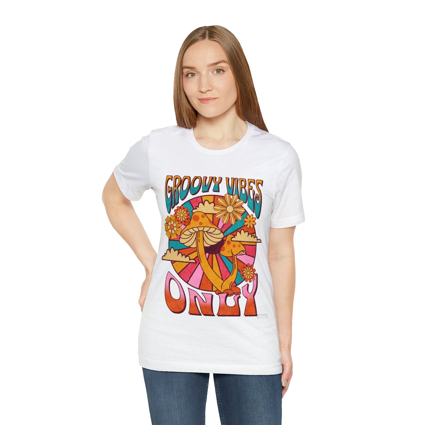 Groovy Vibes Only,Hippie Shirt, Mushrooms, Psychedelic Mushrooms, Colorful Mushrooms,Soft Tee,Groovy shirt,Mushroom tee,Retro Mushroom tee