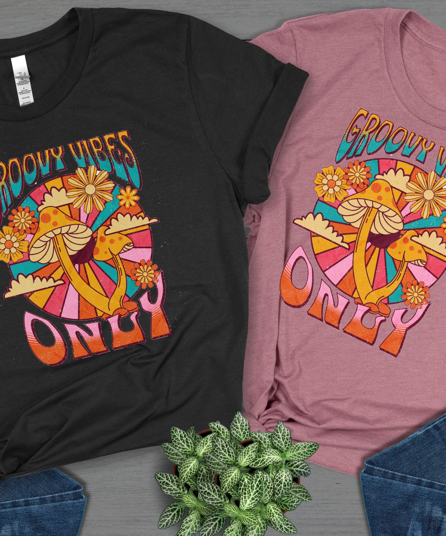 Groovy Vibes Only,Hippie Shirt, Mushrooms, Psychedelic Mushrooms, Colorful Mushrooms,Soft Tee,Groovy shirt,Mushroom tee,Retro Mushroom tee