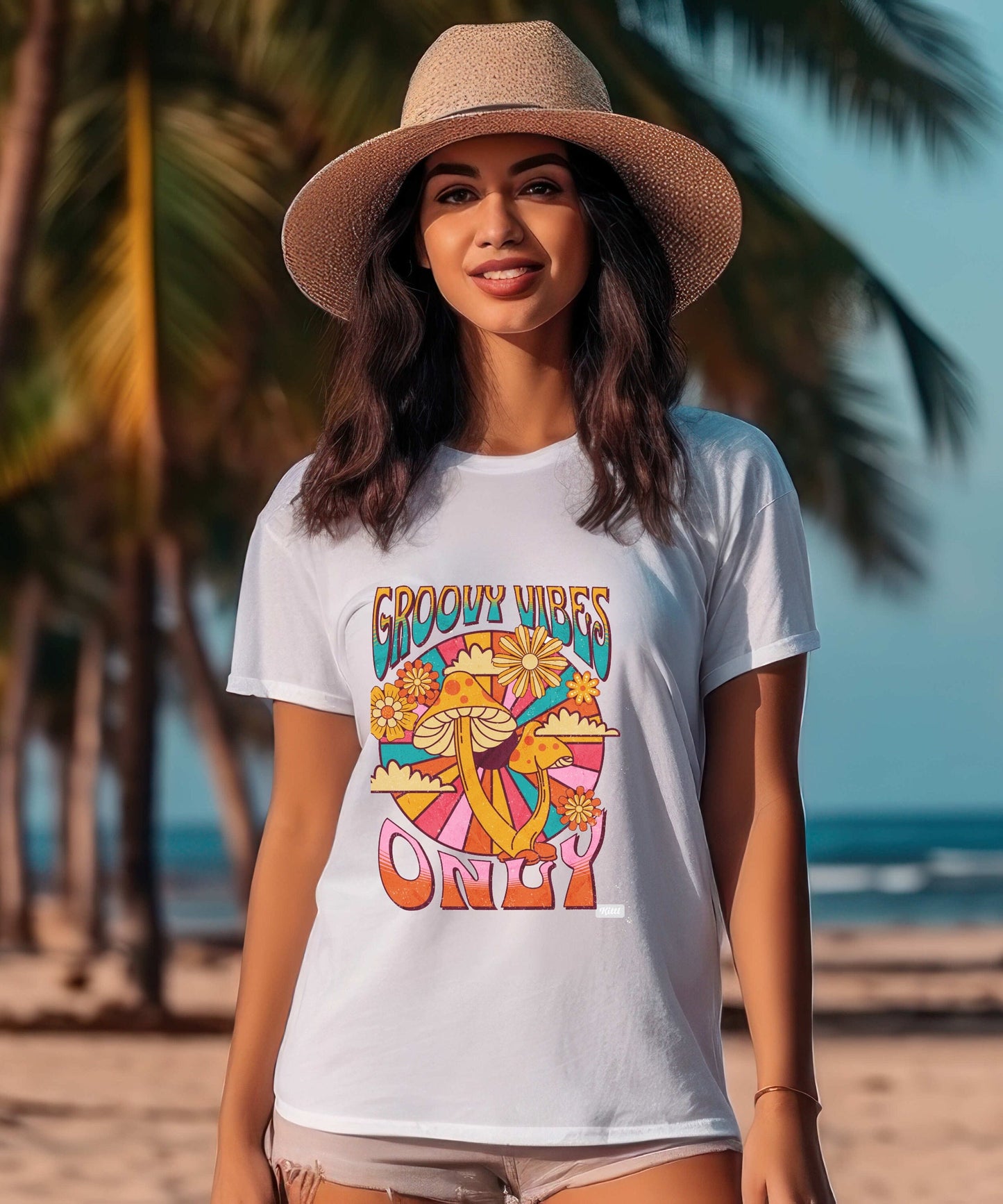 Groovy Vibes Only,Hippie Shirt, Mushrooms, Psychedelic Mushrooms, Colorful Mushrooms,Soft Tee,Groovy shirt,Mushroom tee,Retro Mushroom tee