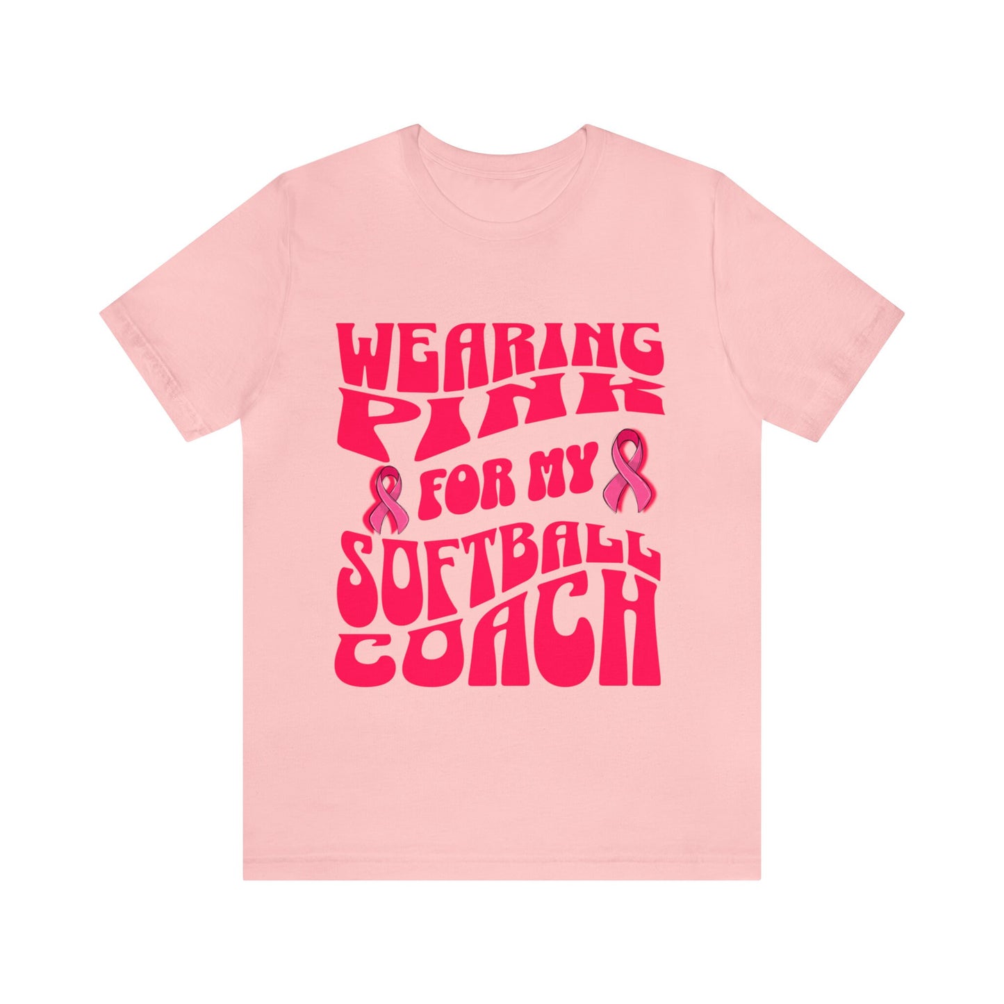 Wearing Pink For My Softball Coach, Breast Cancer Awareness T Shirt, Pink Ribbon Tee, Cancer Support Shirt, October Pink Football, Pink