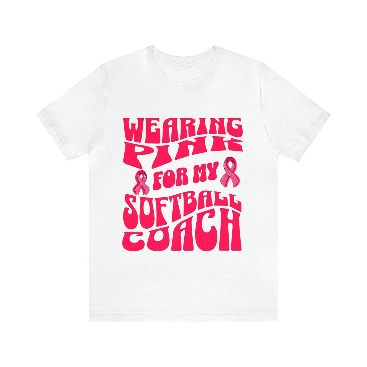 Wearing Pink For My Softball Coach, Breast Cancer Awareness T Shirt, Pink Ribbon Tee, Cancer Support Shirt, October Pink Football, Pink