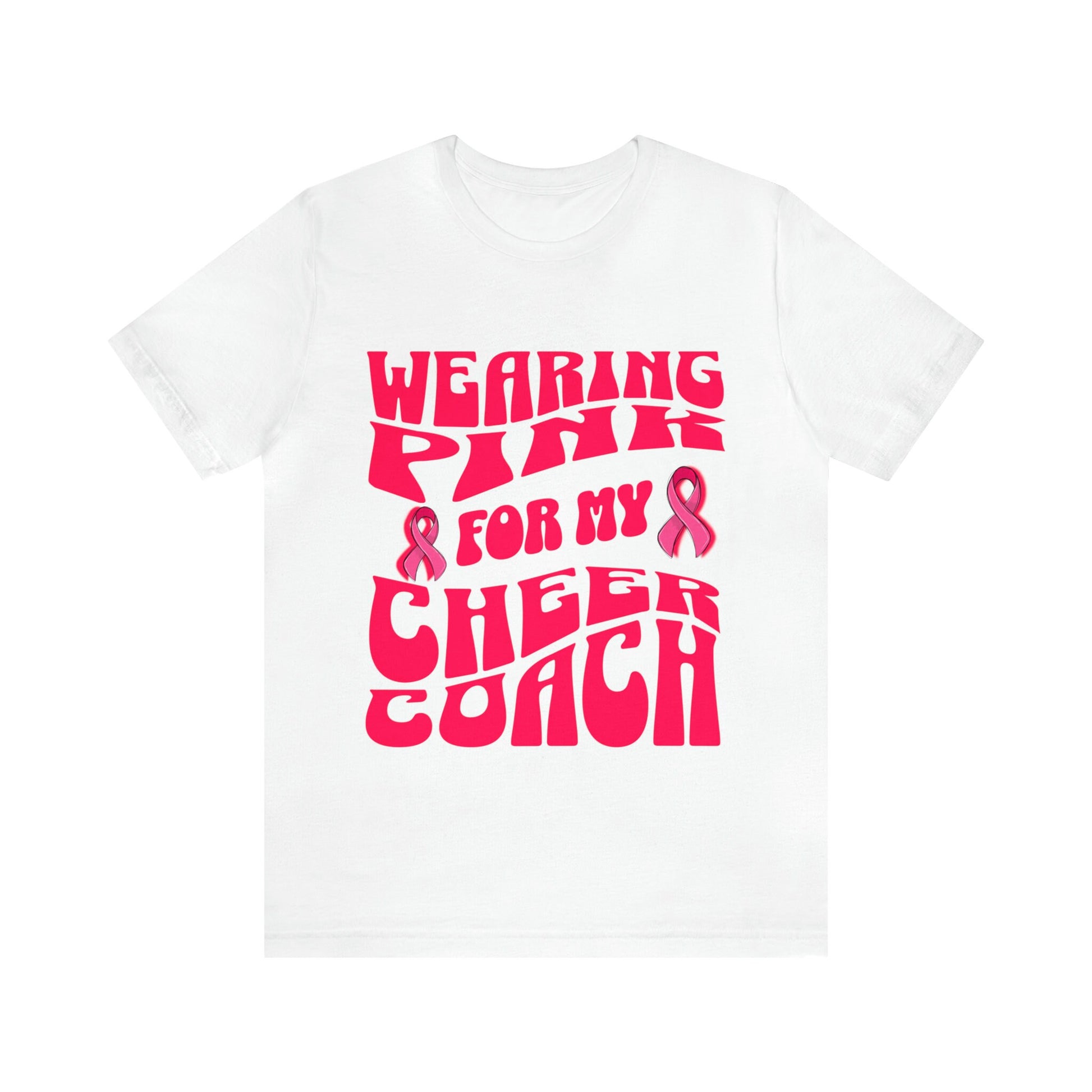 Wearing Pink For My Cheer Coach , Breast Cancer Awareness T Shirt, Pink Ribbon Tee, Cancer Support Shirt, October Pink Football, Pink Out