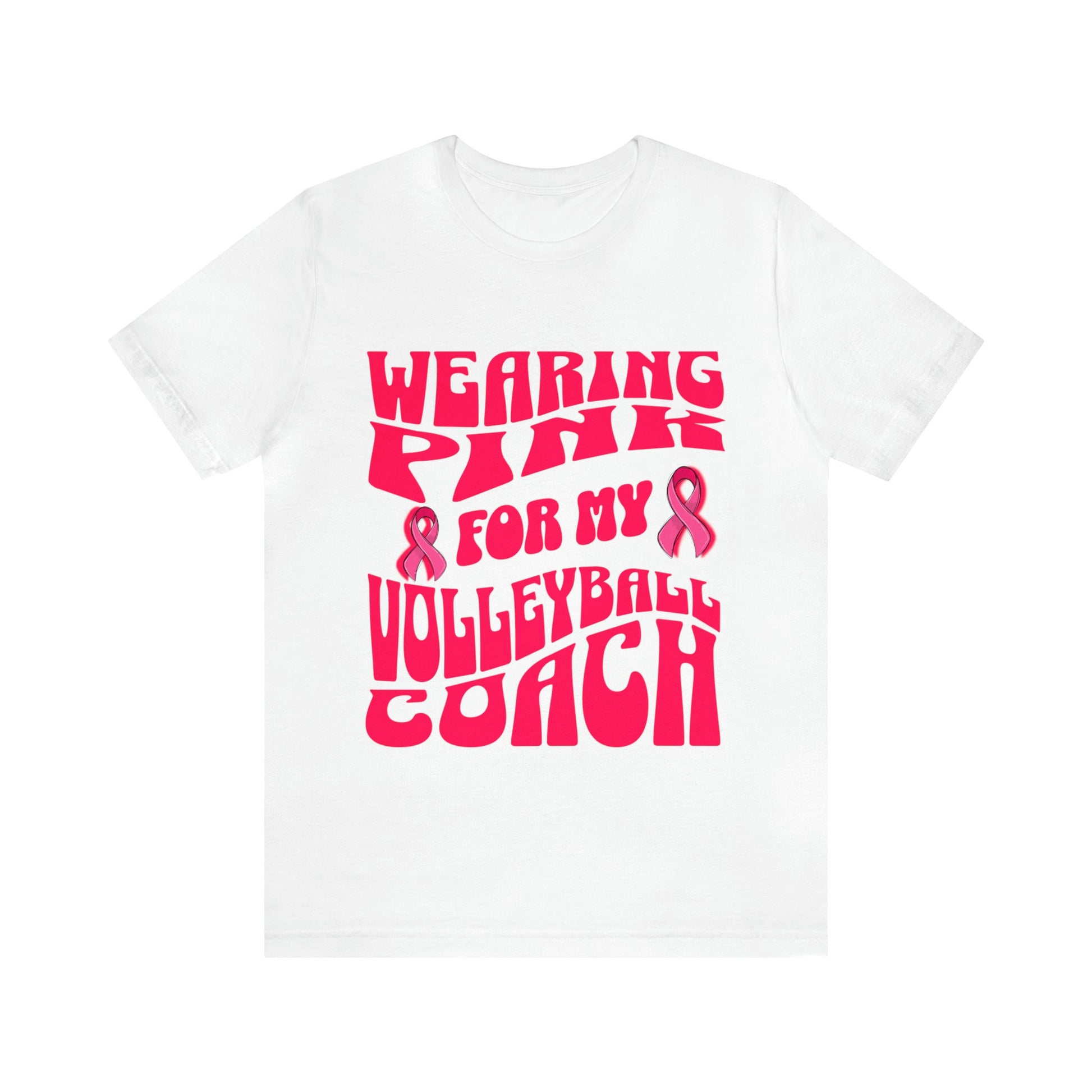 Wearing Pink For My Volleyball Coach, Breast Cancer Awareness Shirt, Pink Ribbon Tee, Cancer Support Shirt, October Pink Football, Pink Out