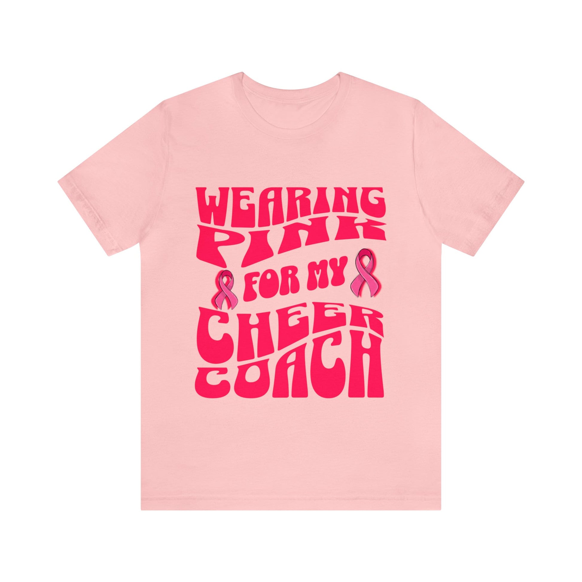Wearing Pink For My Cheer Coach , Breast Cancer Awareness T Shirt, Pink Ribbon Tee, Cancer Support Shirt, October Pink Football, Pink Out