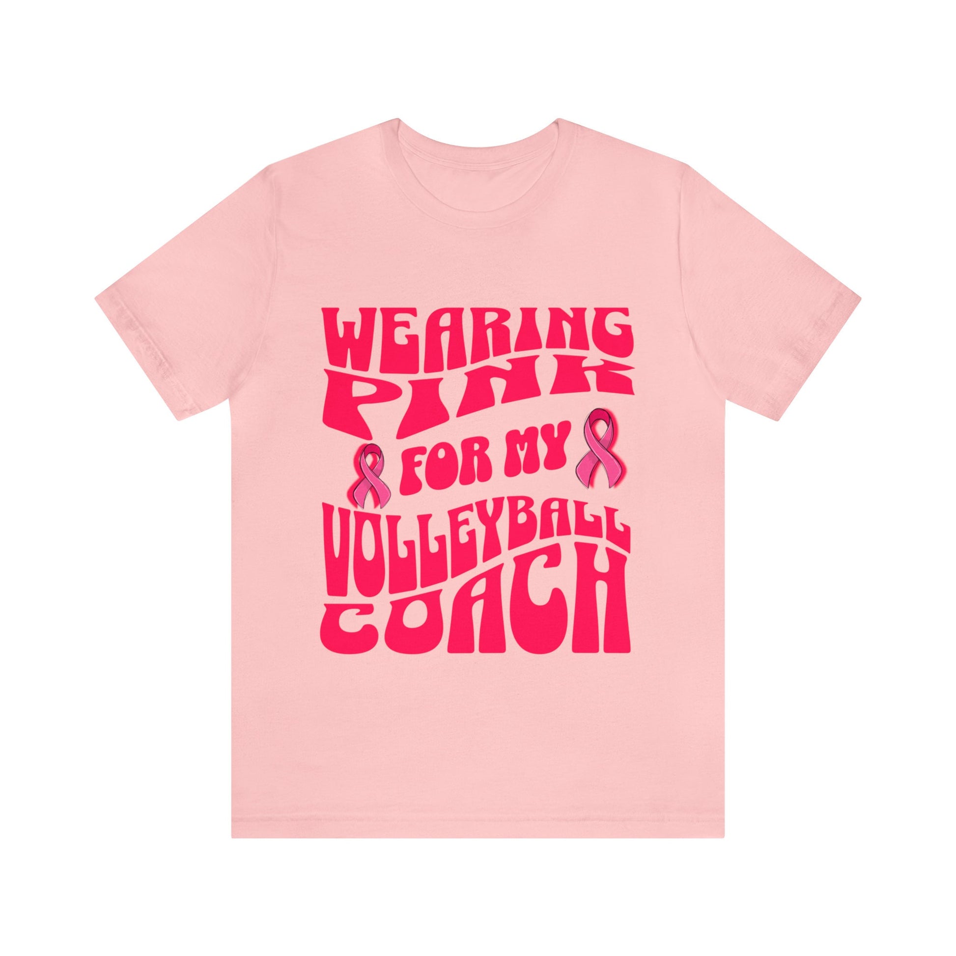 Wearing Pink For My Volleyball Coach, Breast Cancer Awareness Shirt, Pink Ribbon Tee, Cancer Support Shirt, October Pink Football, Pink Out