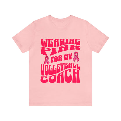 Wearing Pink For My Volleyball Coach, Breast Cancer Awareness Shirt, Pink Ribbon Tee, Cancer Support Shirt, October Pink Football, Pink Out