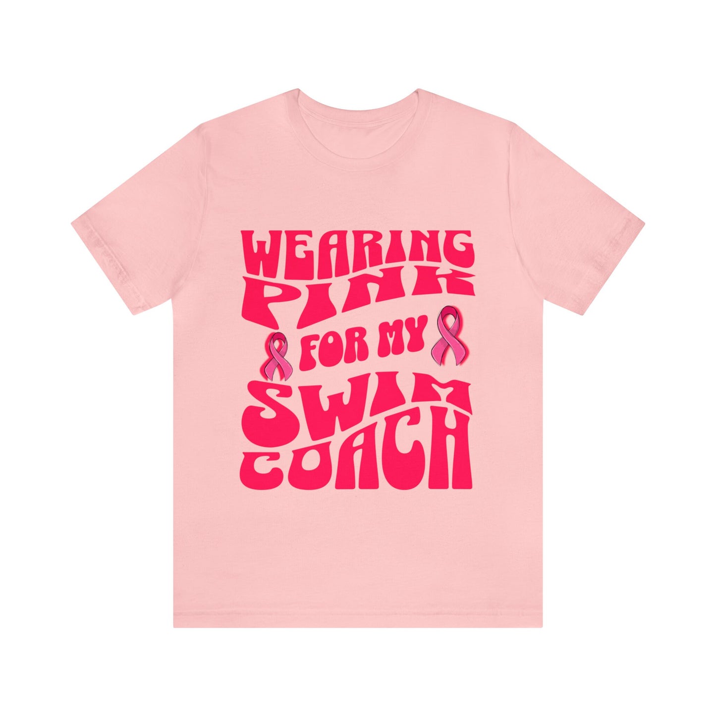 Wearing Pink For My Swim Coach, Breast Cancer Awareness T Shirt, Pink Ribbon Tee, Cancer Support Shirt, October Pink Football, Pink Out