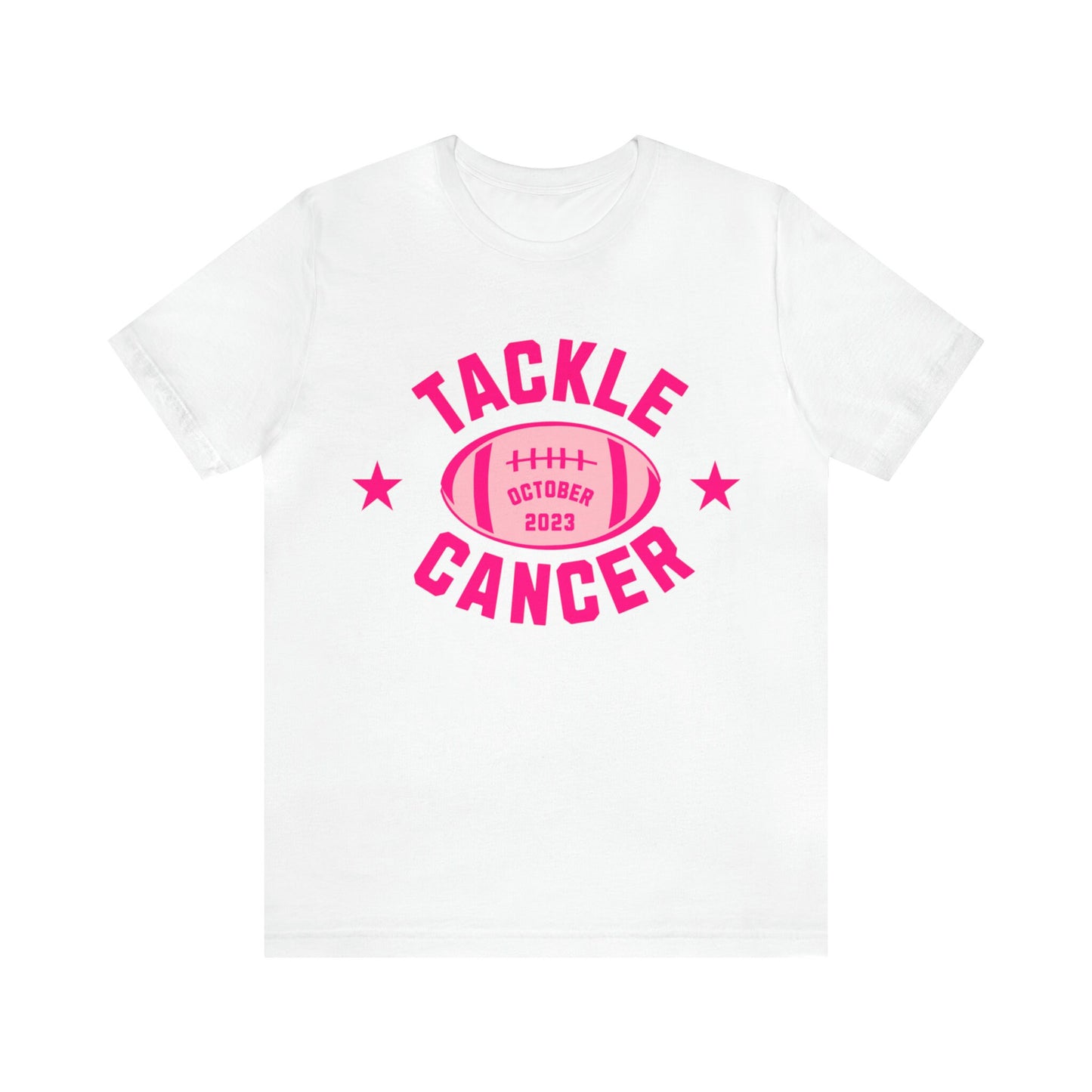 Tackle Cancer, Breast Cancer Awareness T Shirt, Pink Ribbon Tee, Cancer Support Shirt, October Pink Football T-Shirt, Cheer for a Cure,