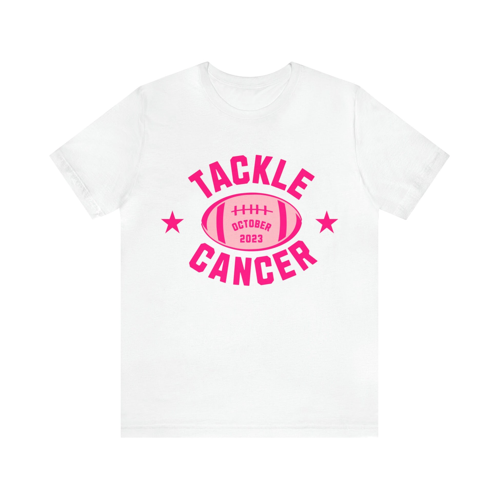 Tackle Cancer, Breast Cancer Awareness T Shirt, Pink Ribbon Tee, Cancer Support Shirt, October Pink Football T-Shirt, Cheer for a Cure,