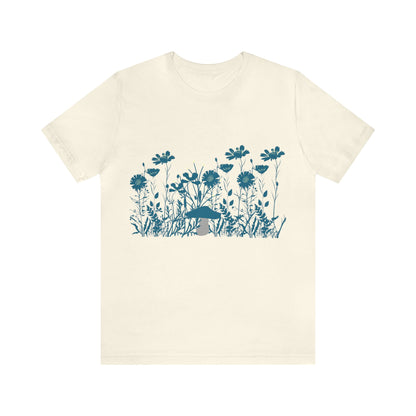 Wild Flower Shirt for Women, Botanical shirt gift for Teacher, Gardening Mushroom shirt, Floral Shirt Vintage Colors, Wildflower Tshirt