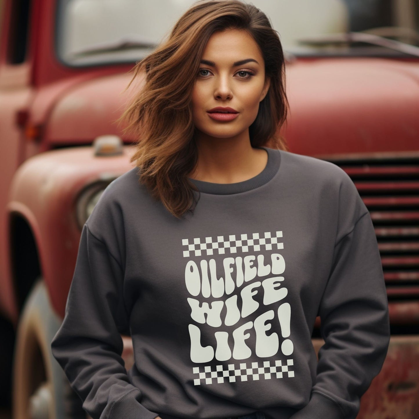 Oilfield Wife Shirt, Oilfield Gift for Wife, Oilfield Wife Sweatshirt, Unisex Long Sleeve Crewneck, Halloween Shirt, Oilfield Girlfriend Tee