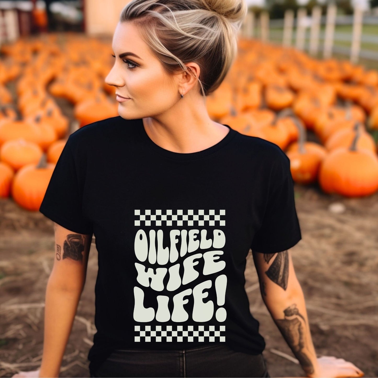 Oilfield Wife Shirt, Oilfield Gift for Wife, Oilfield Wife Sweatshirt, Unisex Long Sleeve Crewneck, Halloween Shirt, Oilfield Girlfriend Tee