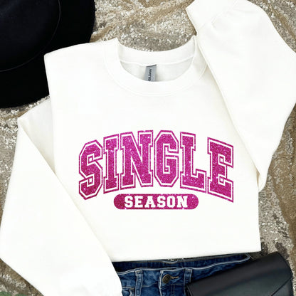 Anti Valentines Day Singles Shirt, Funny Self Love Support Sweater, VDay Pink Glitter Sweatshirt, Girls Night Galentines Gang Long Sleeve