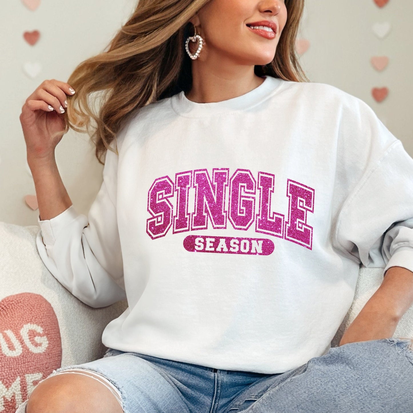 Anti Valentines Day Singles Shirt, Funny Self Love Support TShirt, VDay Pink Glitter Crewneck, Girls Night Galentines Gang Short Sleeve