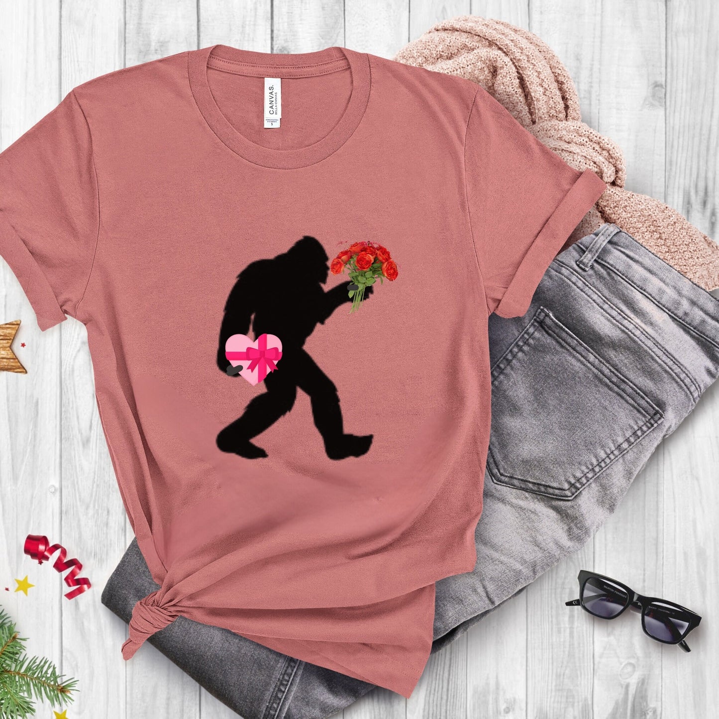 Sasquatch Bigfoot Shirt for Valentines Day Shirt, Cryptozoology Shirt, Cryptid Shirt, Weird Shirt for Folklore and Supernatural Lovers