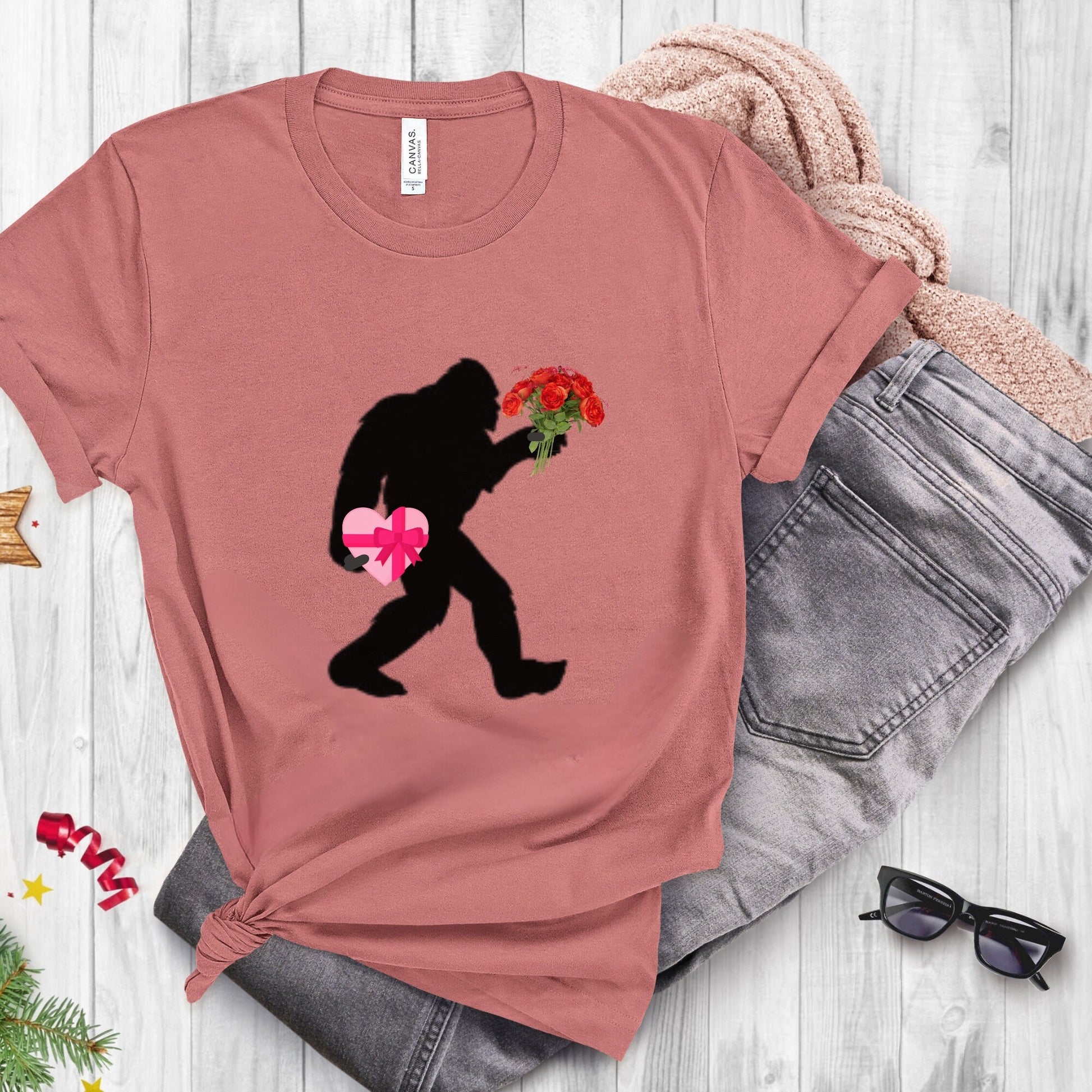 Sasquatch Bigfoot Shirt for Valentines Day Shirt, Cryptozoology Shirt, Cryptid Shirt, Weird Shirt for Folklore and Supernatural Lovers