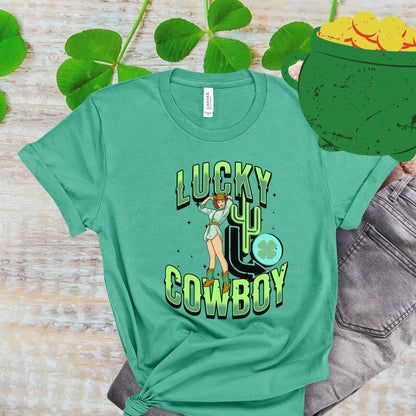 St. Patrick's Day T-Shirt Western Shirt, St Paddy's Day tee shirt, Shirt St Patty Day, 4 Leaf Clover TShirt, Irish Green Shirt, Cowgirl