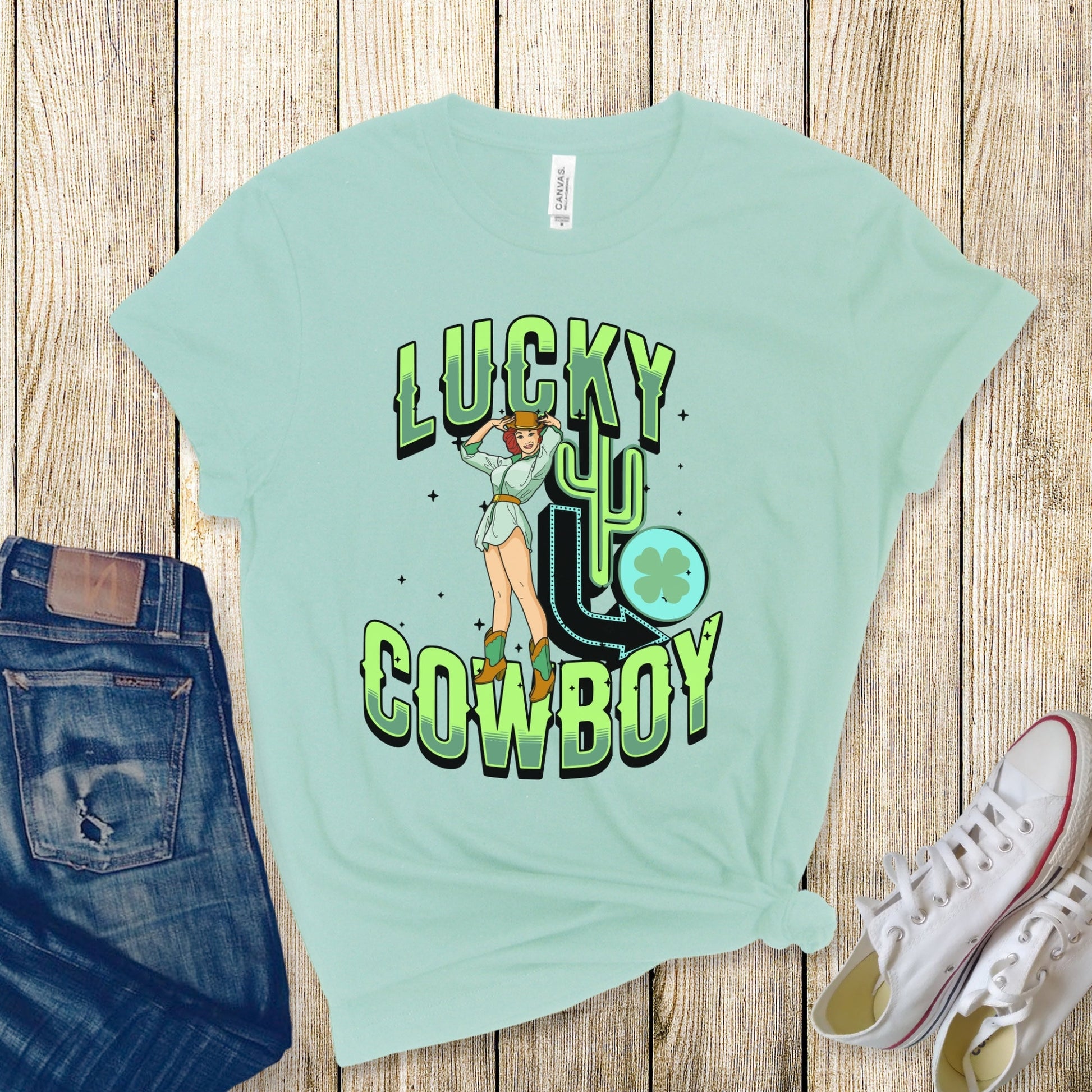 St. Patrick's Day T-Shirt Western Shirt, St Paddy's Day tee shirt, Shirt St Patty Day, 4 Leaf Clover TShirt, Irish Green Shirt, Cowgirl