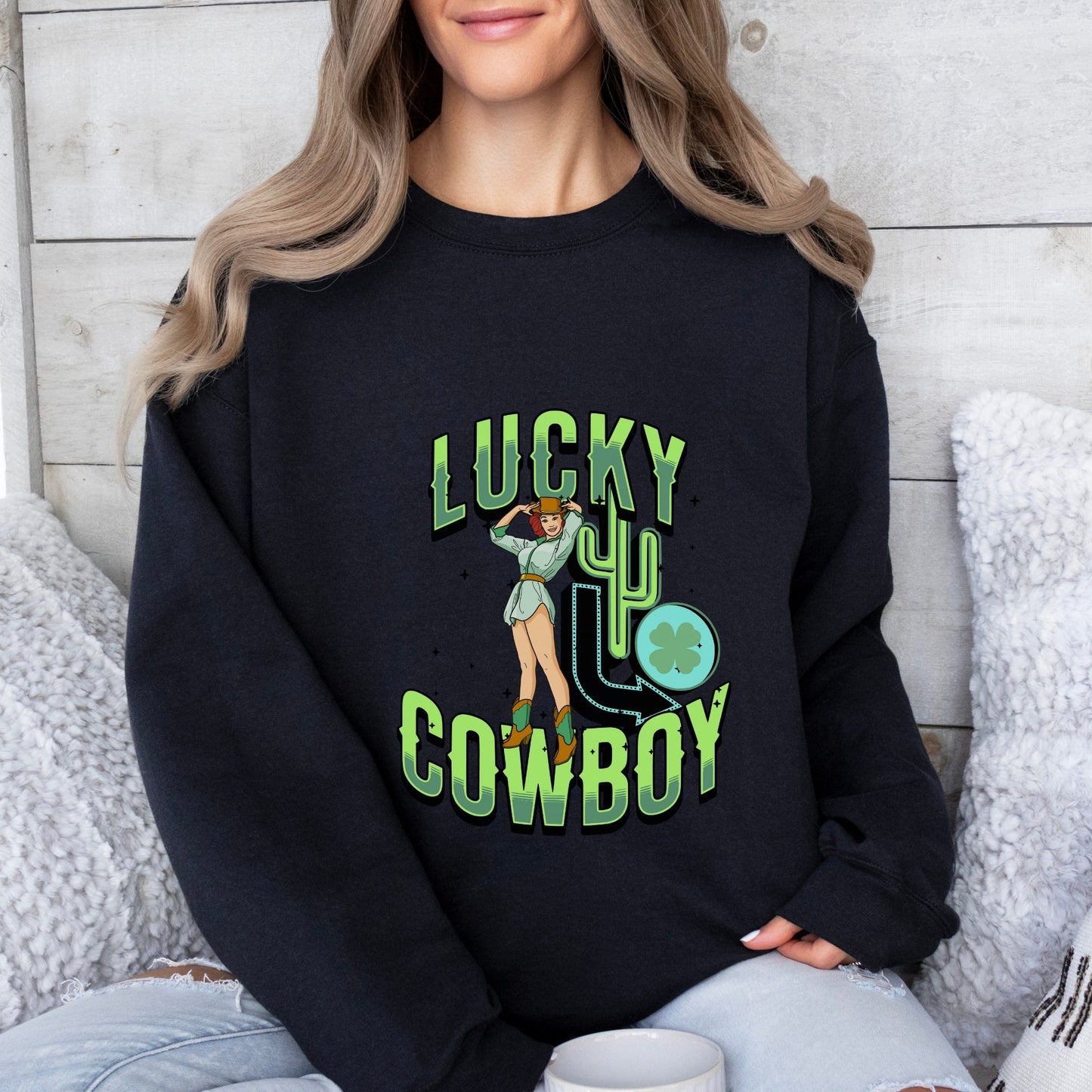 St. Patrick's Day T-Shirt Western SweatShirt, St Paddy's Day shirt, Shirt St Patty Day, 4 Leaf Clover Shirt, Irish Lucky Cowboy Cowgirl