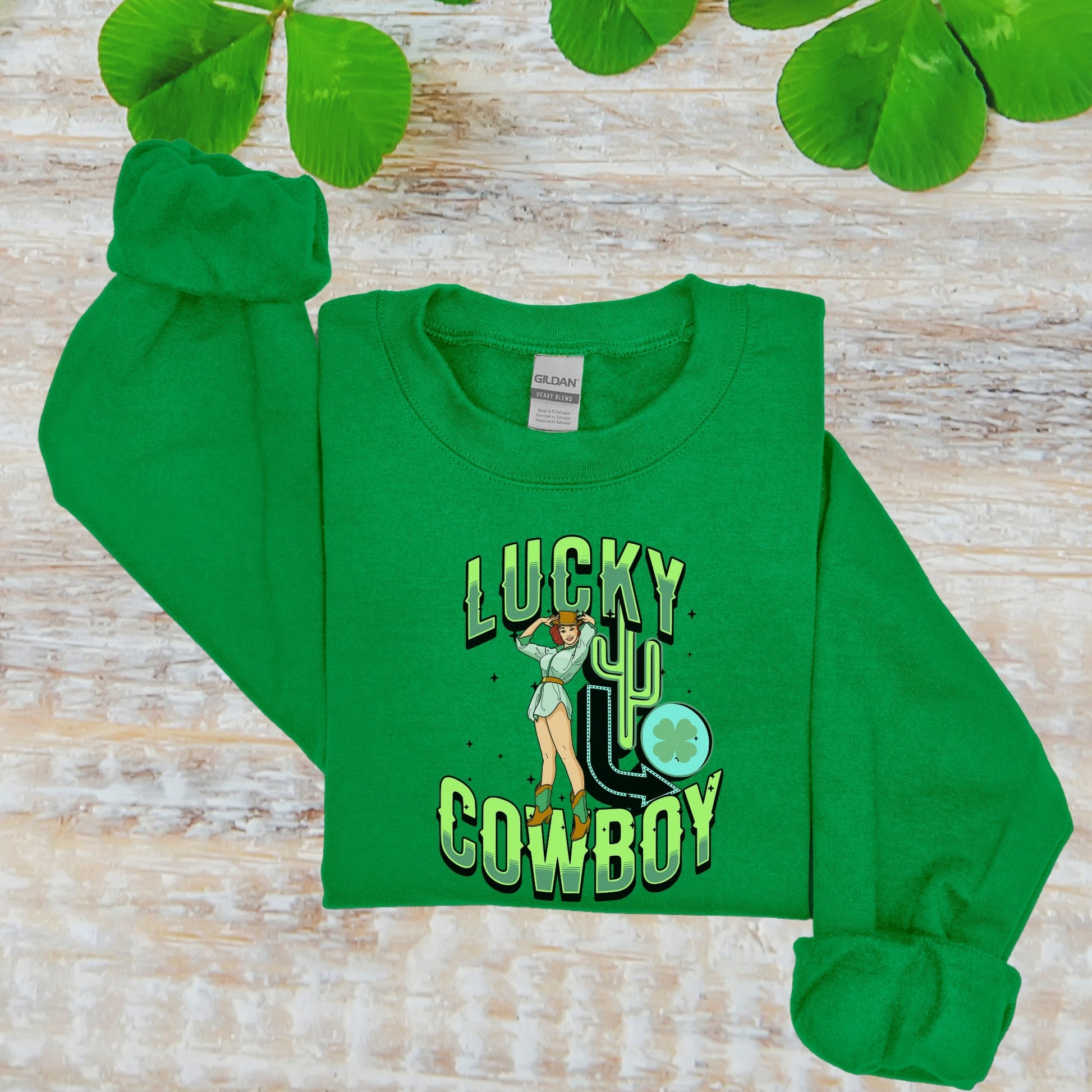 St. Patrick's Day T-Shirt Western SweatShirt, St Paddy's Day shirt, Shirt St Patty Day, 4 Leaf Clover Shirt, Irish Lucky Cowboy Cowgirl