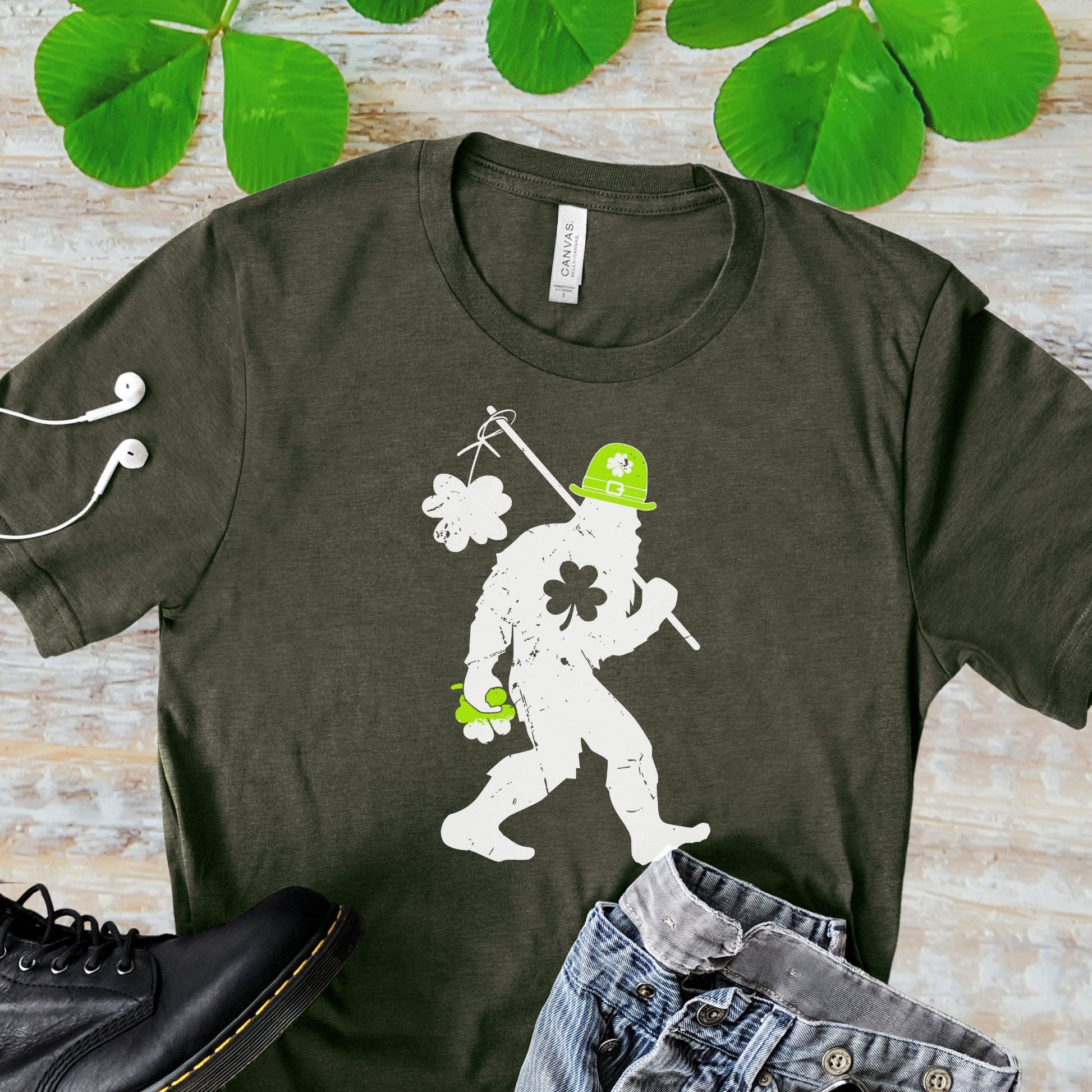 Shamrock Shirt Sasquatch Tee,St Paddys Day Big Foot Shirt,Saint Patrick's Day Folklore Shirt, Bigfoot TShirt,Cryptid Shirt,Weird Shirts,