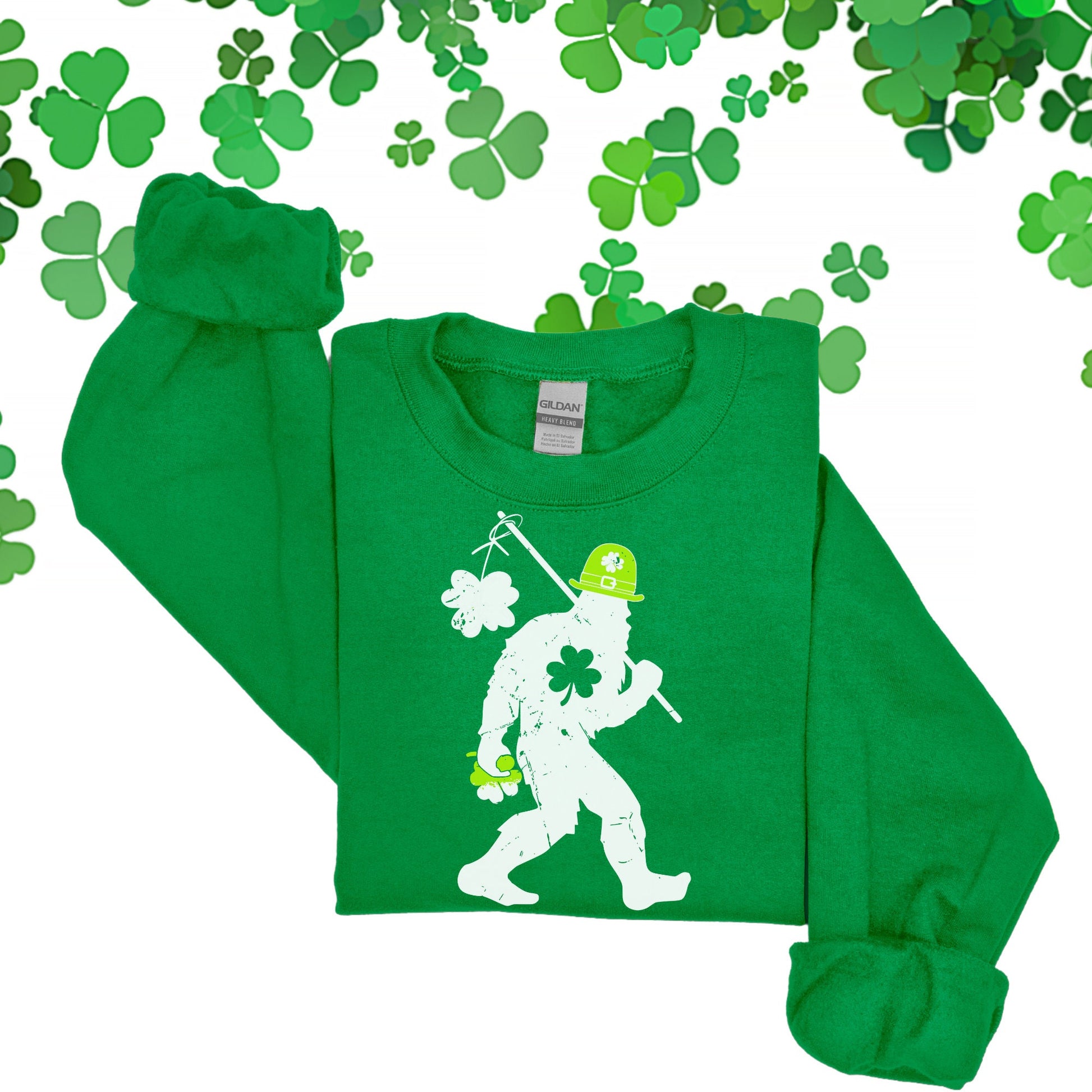 St. Patrick's Day T-Shirt Shamrock SweatShirt, St Paddys Day Bigfoot Sweater, St Patty Day Big Foot, Crytid Shirt, Crytozoology, Cryptidcore