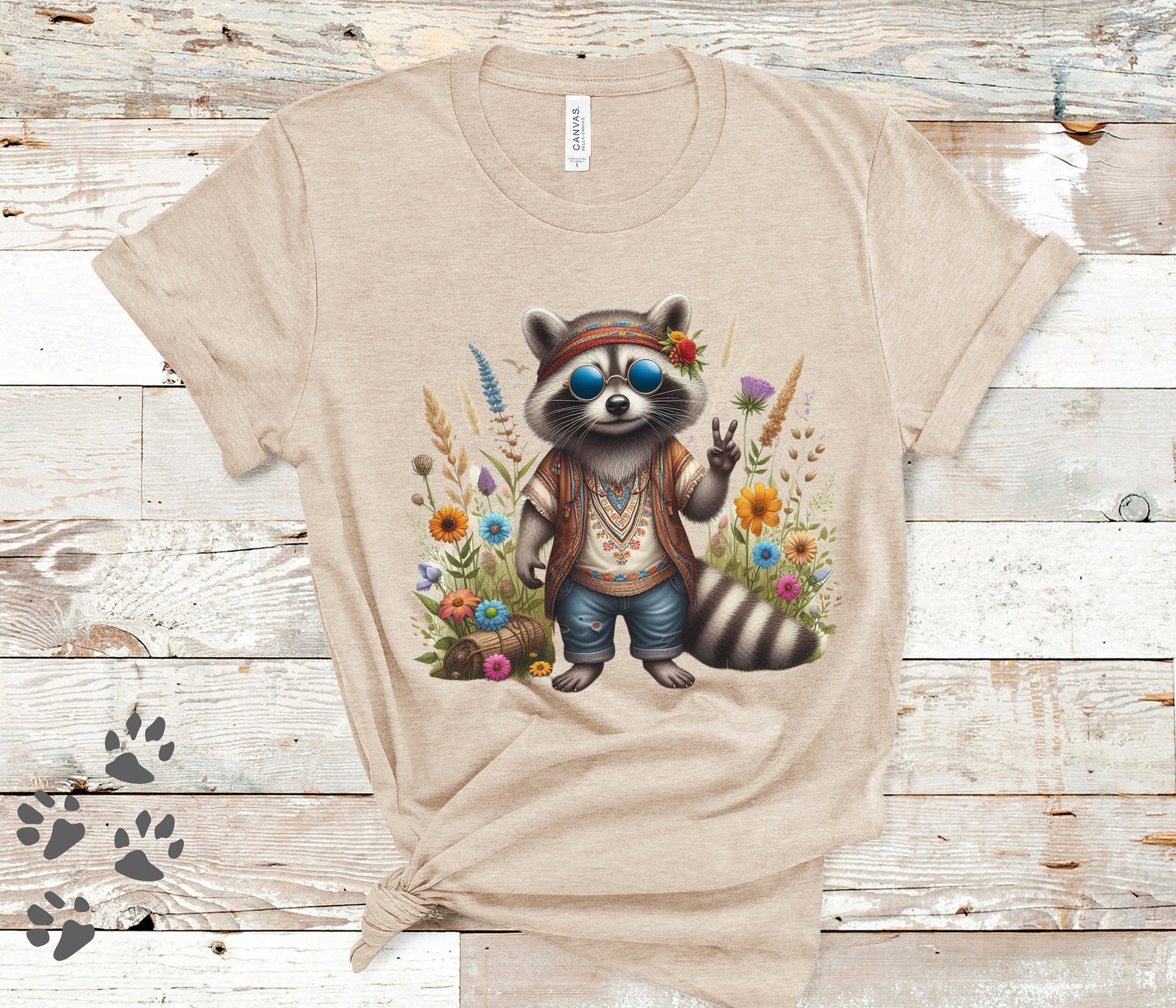 Raccoon Fairycore Hippie Shirt, Raccoon Cottagecore Tshirt, Funny Animal Tee, Raccoon Animal Lover Gift, Respect Animal Kingdom Tee, Silly