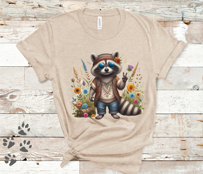 Raccoon Fairycore Hippie Shirt, Raccoon Cottagecore Tshirt, Funny Animal Tee, Raccoon Animal Lover Gift, Respect Animal Kingdom Tee, Silly