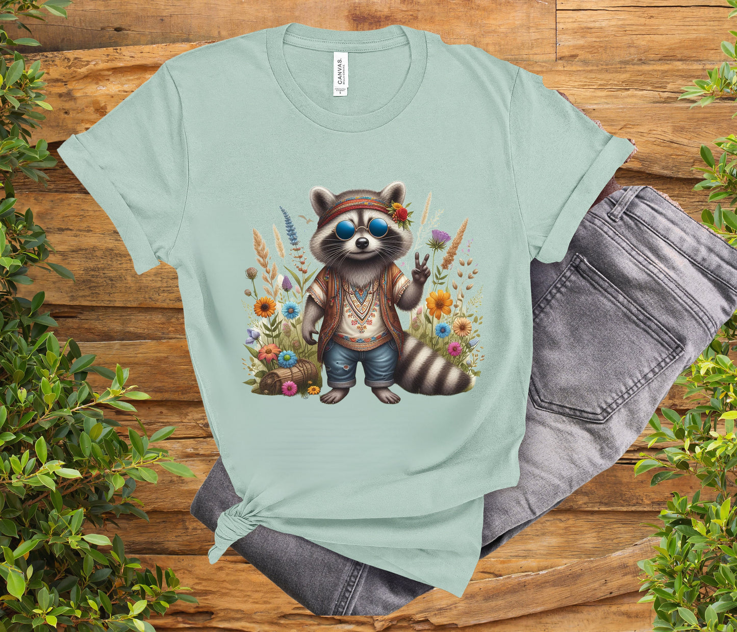 Raccoon Fairycore Hippie Shirt, Raccoon Cottagecore Tshirt, Funny Animal Tee, Raccoon Animal Lover Gift, Respect Animal Kingdom Tee, Silly