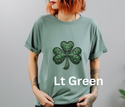 Saint Patricks Day Shamrock Shirt, 4 Leaf Clover, Celtic Irish Scroll Work, St Pattys Day Tee, St Paddys Day Tshirt, Leprechaun Lucky Shirt