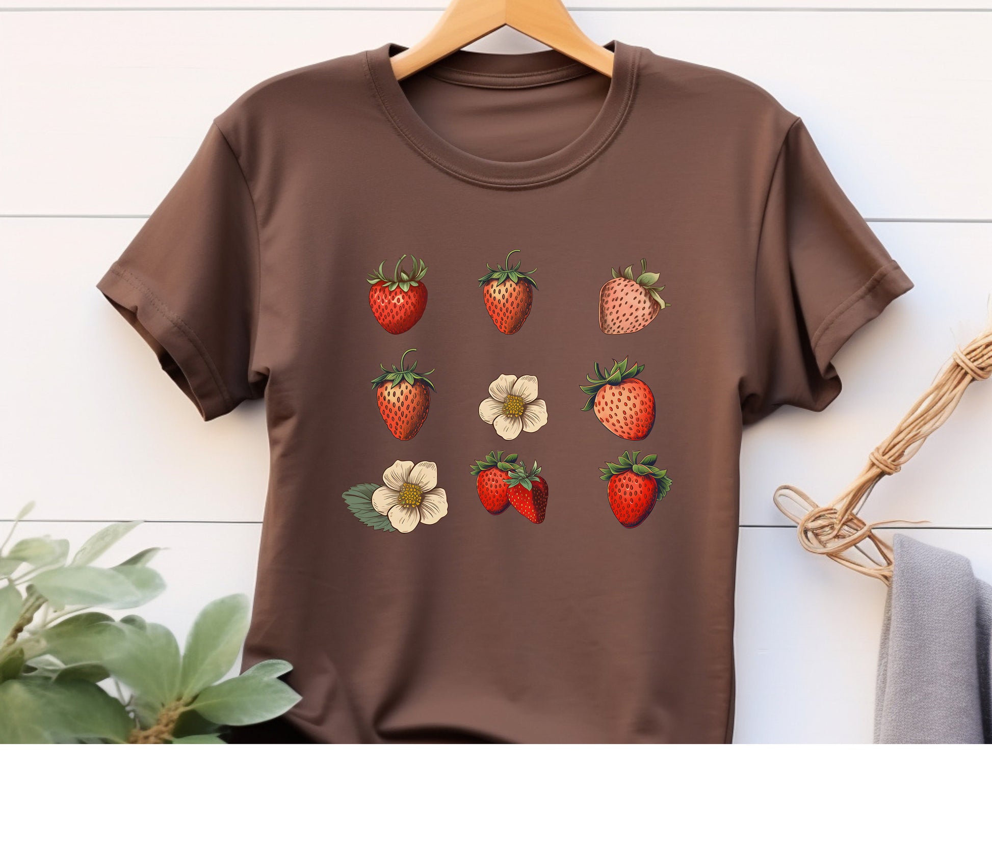 Strawberry Shirt, Strawberry Tshirt, Strawberry Plants Tee, Fruit Shirt, Cottage Core Shirt, Wild Flower Shirt,Strawberries Top,Garden Shirt