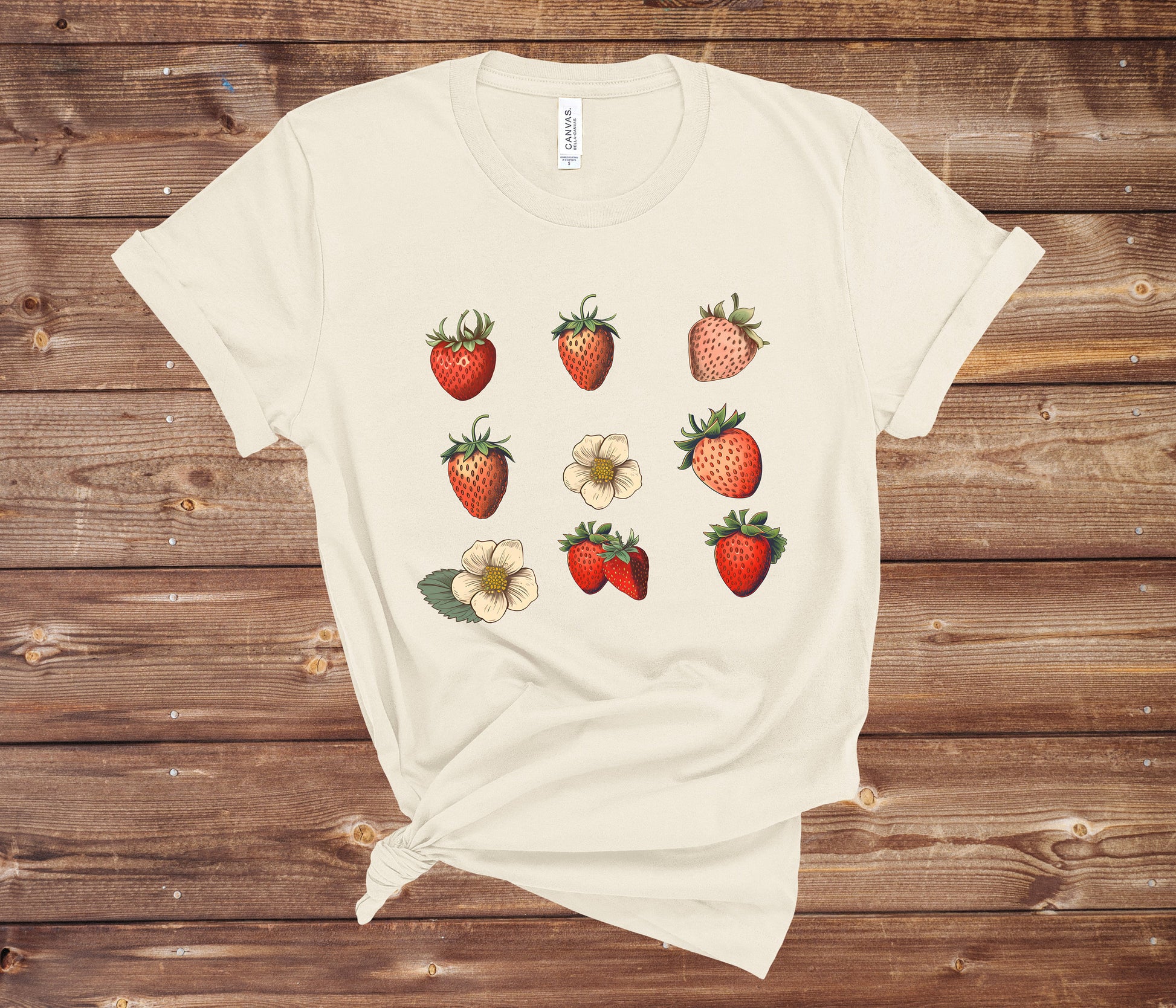 Strawberry Shirt, Strawberry Tshirt, Strawberry Plants Tee, Fruit Shirt, Cottage Core Shirt, Wild Flower Shirt,Strawberries Top,Garden Shirt