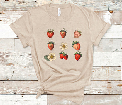 Strawberry Shirt, Strawberry Tshirt, Strawberry Plants Tee, Fruit Shirt, Cottage Core Shirt, Wild Flower Shirt,Strawberries Top,Garden Shirt