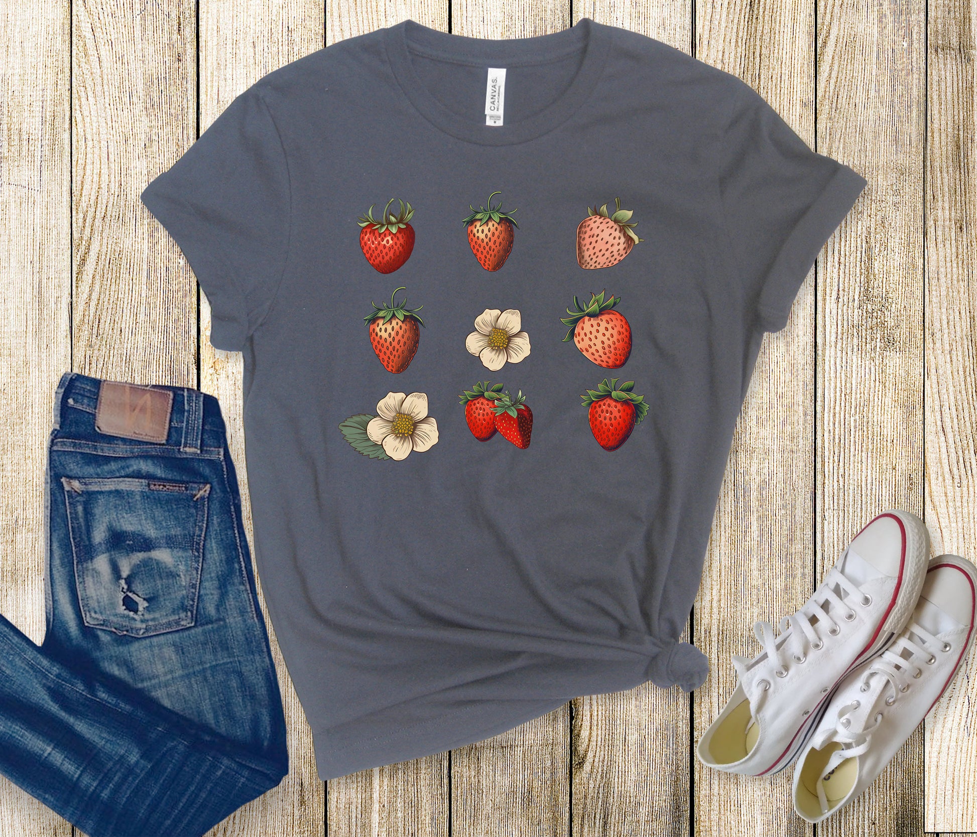 Strawberry Shirt, Strawberry Tshirt, Strawberry Plants Tee, Fruit Shirt, Cottage Core Shirt, Wild Flower Shirt,Strawberries Top,Garden Shirt