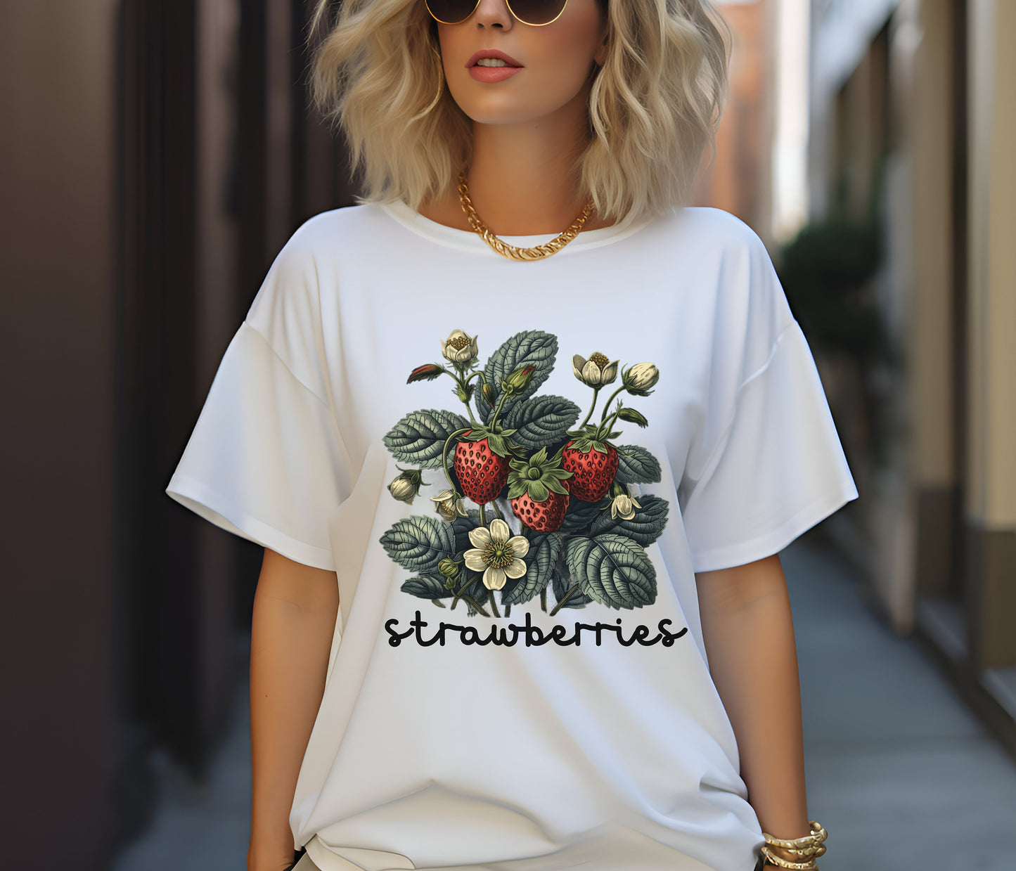 Strawberry Shirt, Strawberry Tshirt, Strawberry Plants Tee, Fruit Shirt, Cottage Core Shirt, Wild Flower Shirt,Strawberries Top,Garden Shirt