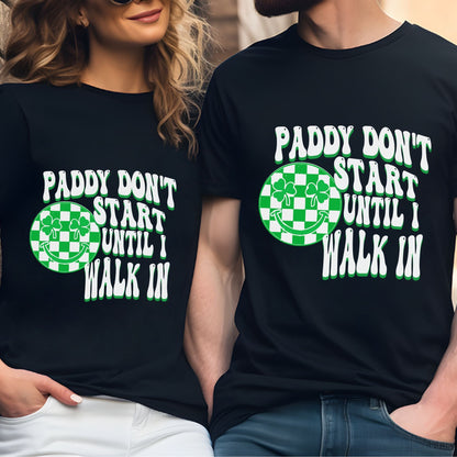 Happy Saint Patricks Day Paddy Shirt, St Patty's Day Tshirt, Saint Patty's Unisex Crewneck Tee, Plus Size, Retro Groovy Smiley Checkered Tee