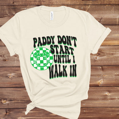 Happy Saint Patricks Day Paddy Shirt, St Patty's Day Tshirt, Saint Patty's Unisex Crewneck Tee, Plus Size, Retro Groovy Smiley Checkered Tee