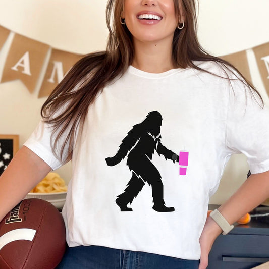 Bigfoot Stanley TShirt, Sasquatch Stanley Tumbler Tee, Cryptozoology Shirt, Cryptid Shirt, Weird Shirt for Folklore and Supernatural Lovers