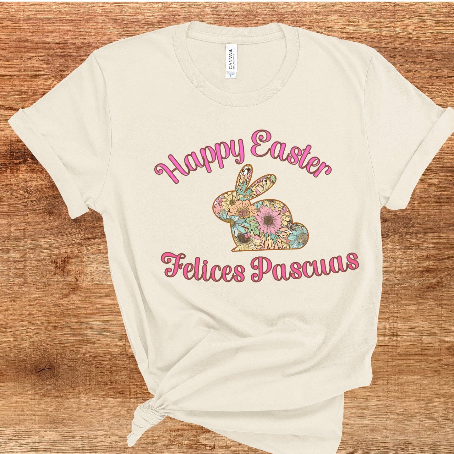 Happy Easter Shirt, T Shirt for ESL Teachers, Bilingual Tshirt, Spanish Class Shirt, Egg Hunt, Bunny Floral Boho, Spring Teacher Era, Ladies