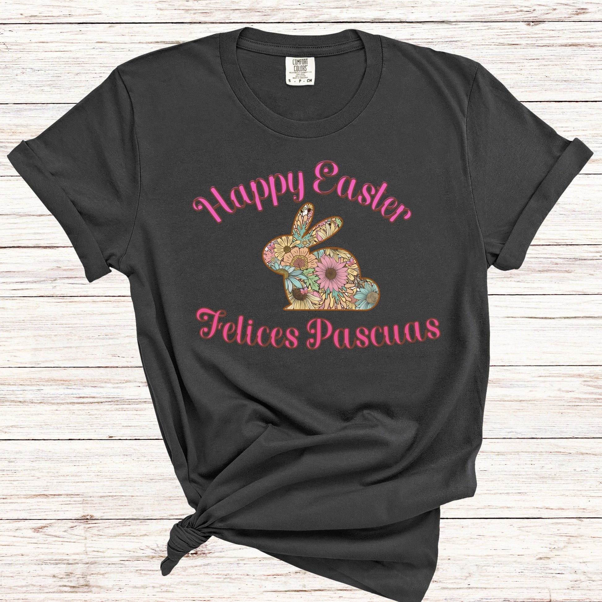 Happy Easter Shirt, T Shirt for ESL Teachers, Bilingual Tshirt, Spanish Class Shirt, Egg Hunt, Bunny Floral Boho, Spring Teacher Era, Ladies