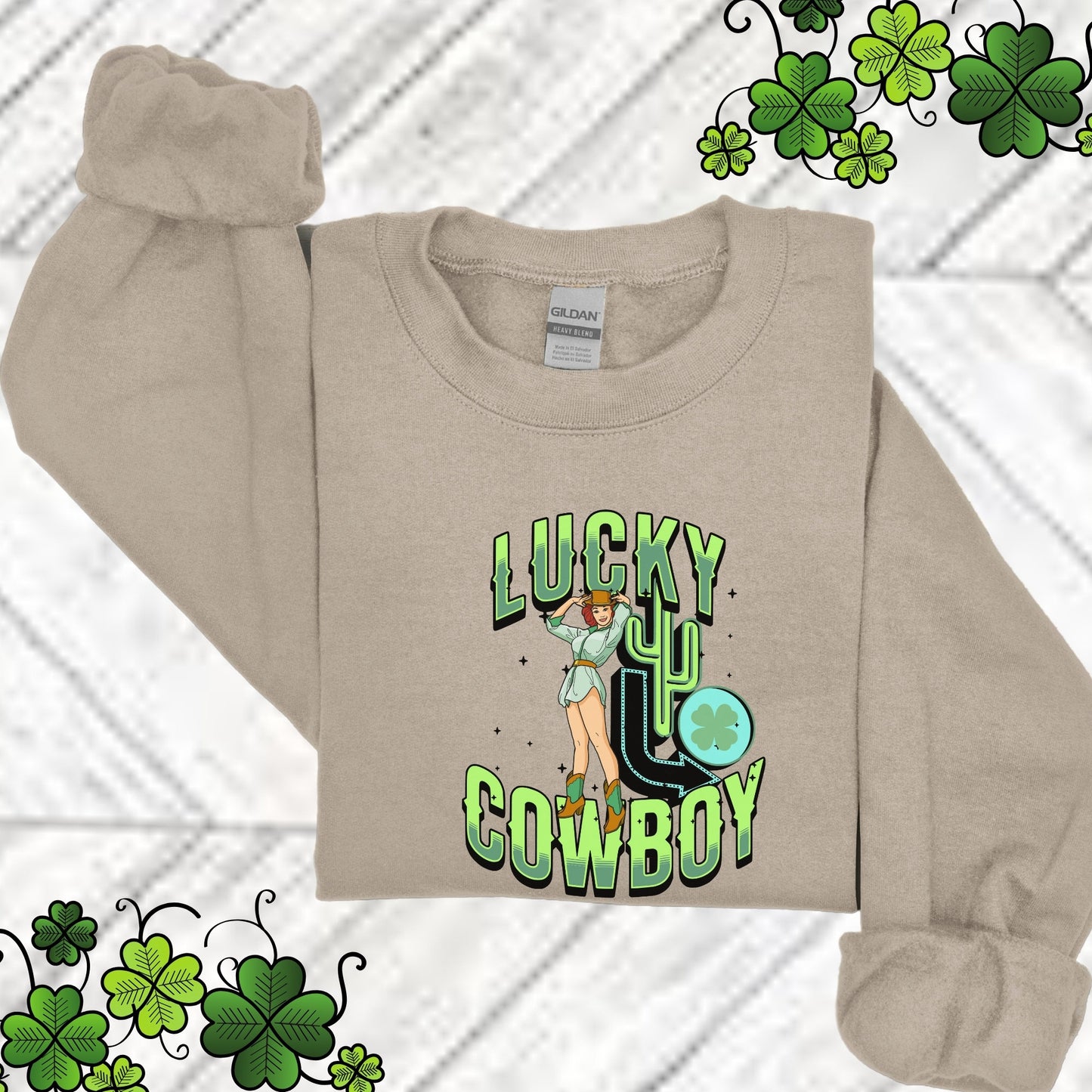 St. Patrick's Day T-Shirt Western SweatShirt, St Paddy's Day shirt, Shirt St Patty Day, 4 Leaf Clover Shirt, Irish Lucky Cowboy Cowgirl