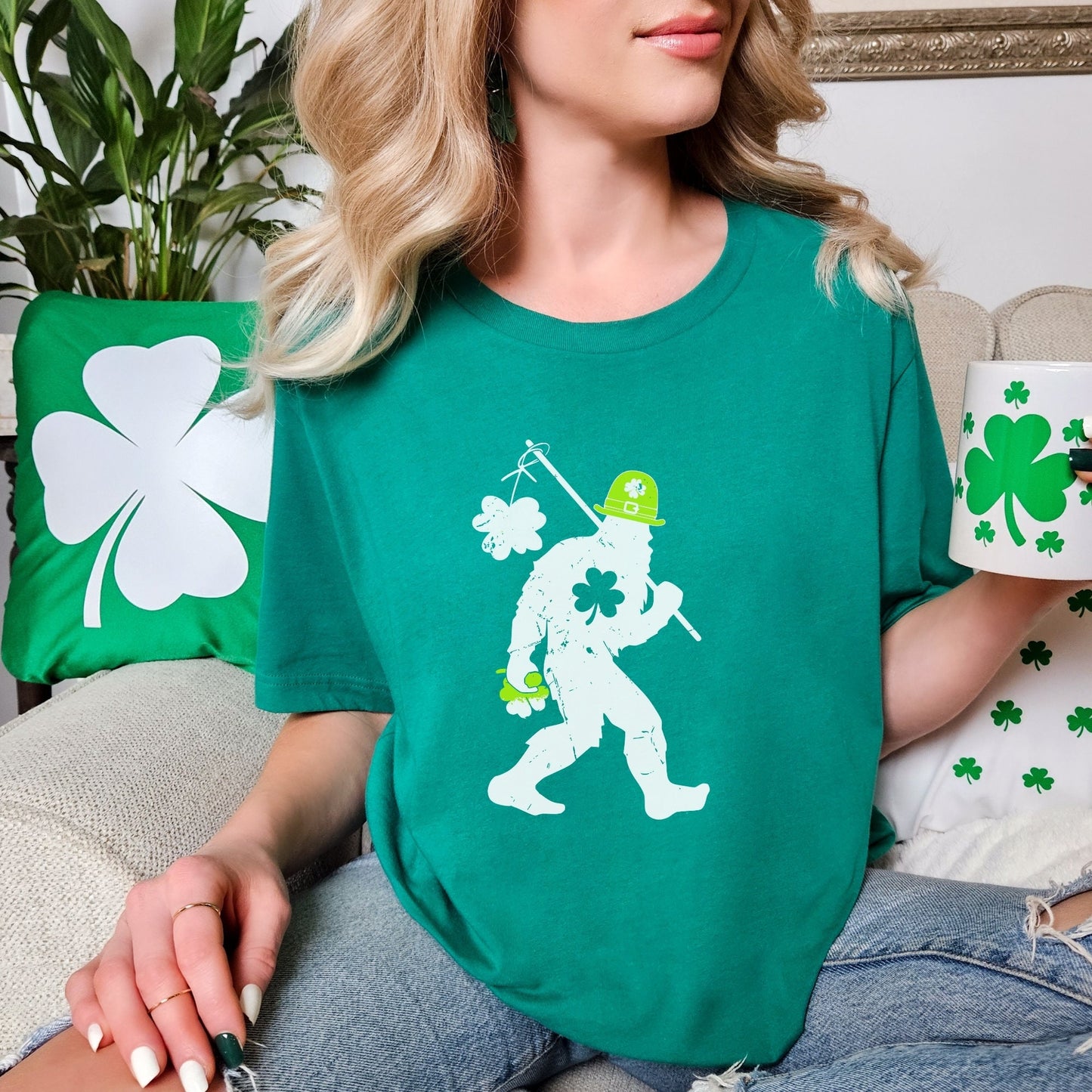 Shamrock Shirt Sasquatch Tee,St Paddys Day Big Foot Shirt,Saint Patrick's Day Folklore Shirt, Bigfoot TShirt,Cryptid Shirt,Weird Shirts,