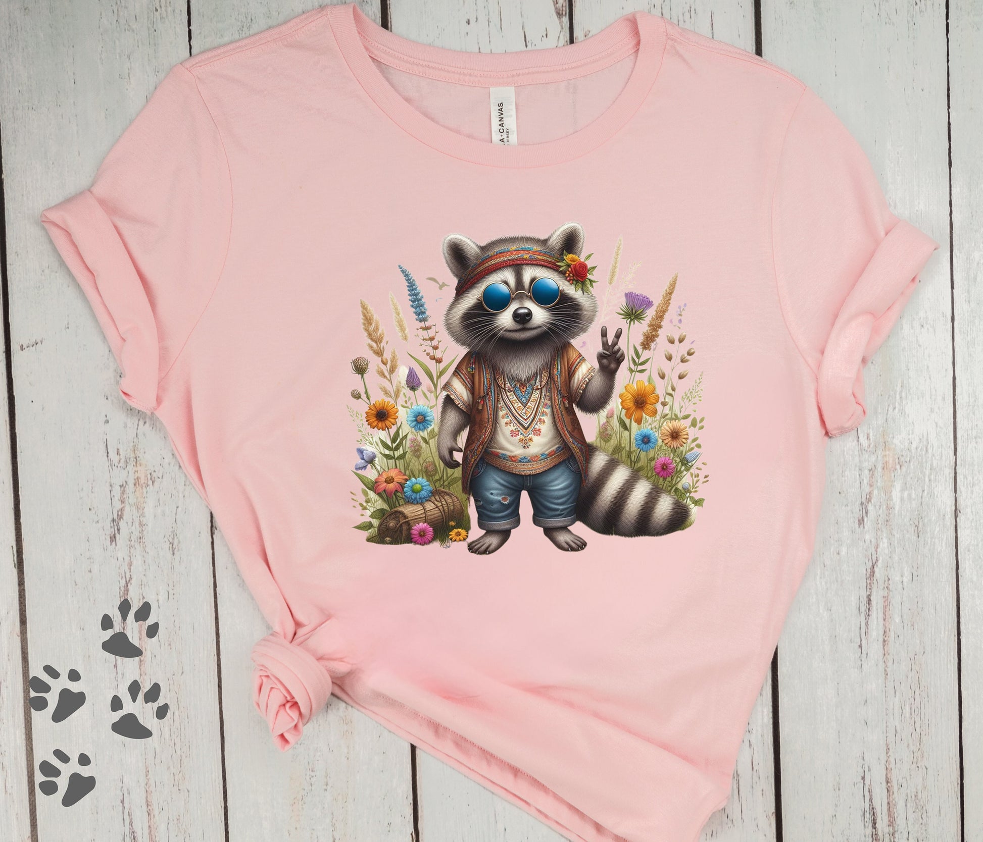 Raccoon Fairycore Hippie Shirt, Raccoon Cottagecore Tshirt, Funny Animal Tee, Raccoon Animal Lover Gift, Respect Animal Kingdom Tee, Silly