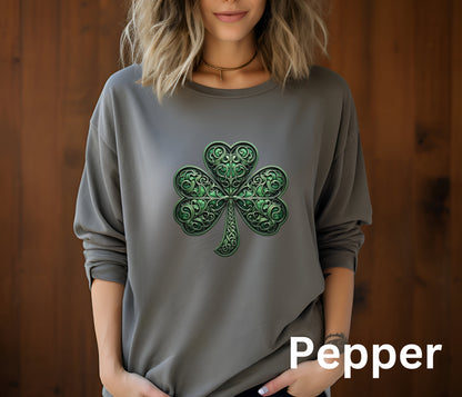 Saint Patricks Day Shamrock Shirt, 4 Leaf Clover, Celtic Irish Scroll Work, St Pattys Day Tee, St Paddys Day Tshirt, Leprechaun Lucky Shirt