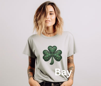 Saint Patricks Day Shamrock Shirt, 4 Leaf Clover, Celtic Irish Scroll Work, St Pattys Day Tee, St Paddys Day Tshirt, Leprechaun Lucky Shirt